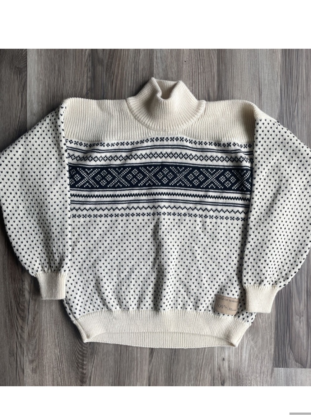 Dale of Norway Cream & Navy Fair Isle Turtleneck Sweater
